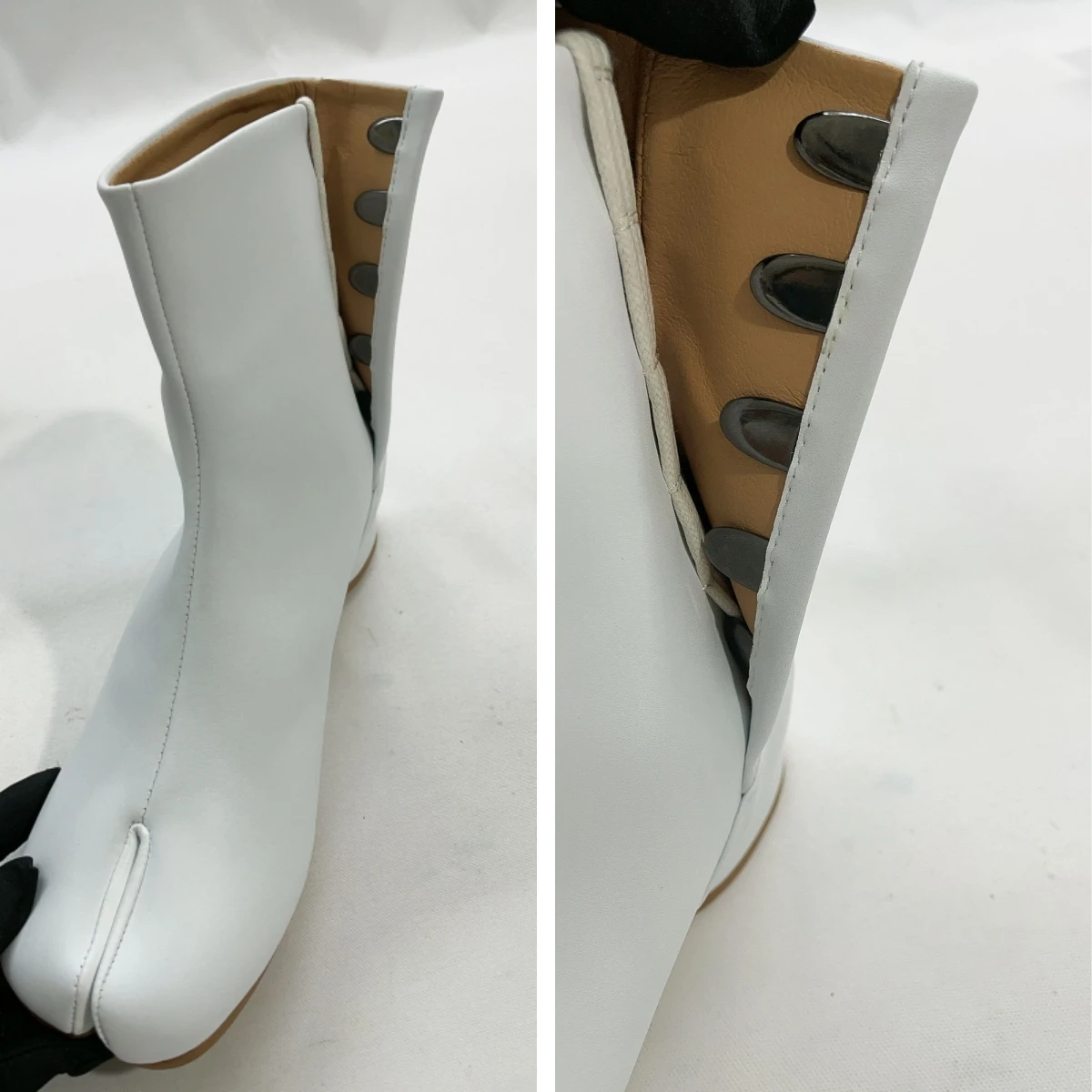 Stivali neri Tabi con punta divisa per donna Design di marca scarpe alla caviglia con stampa serpente invernale décolleté con tacco alto grosso da donna Botas Mujer 6