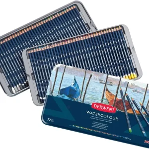 Matite colorate Derwent, WaterColor, Matite acquerello, Disegno, Arte, Scatola di metallo, 72 pezzi (32889) 1