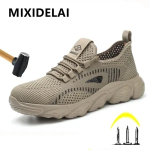 Nuovi stivali da lavoro da uomo scarpe protettive con puntali in acciaio anti-sfondamento e anti-perforanti, scarpe antinfortunistiche stagioni resistenti all'usura 1