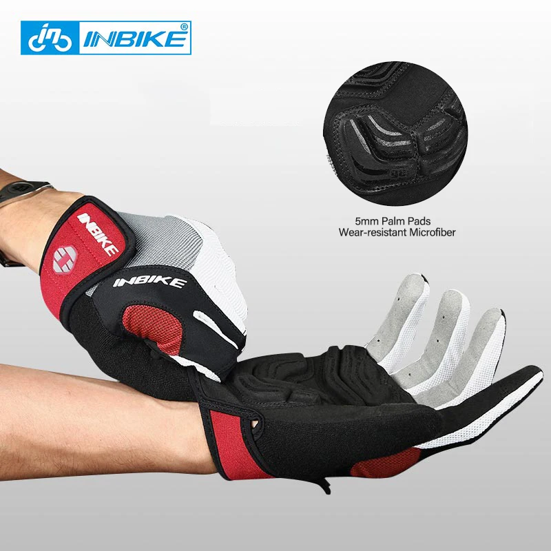 Guanti da ciclismo INBIKE Full Finger guanti da bicicletta MTB durevoli per l'equitazione accessori per moto all'aperto Touch Screen imbottiti IF239 2