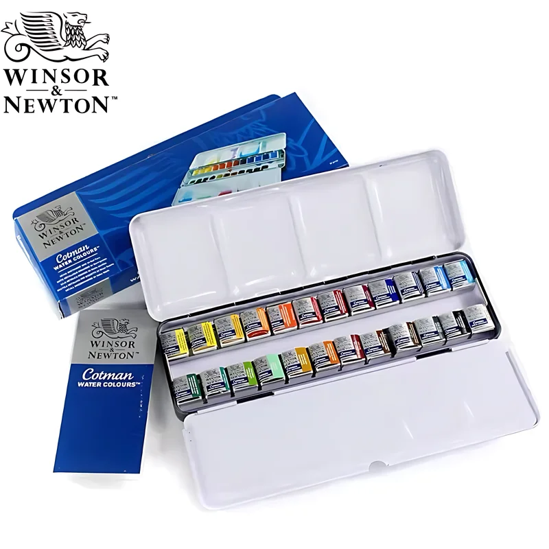 Winsor & Newton Cotman Pittura ad acquerello di alta qualità 24 colori Half-Pan Artista Studente d'arte Set di colori per schizzi speciali 4