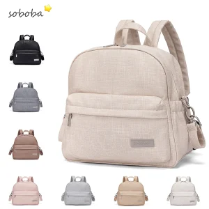 Soboba Elegante zaino per pannolini da donna Solido Moda Impermeabile Borsa per fasciatoio multifunzionale di grande capacità con 2 cinturini 1