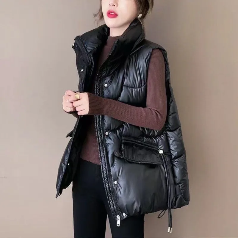 2025 Nuovo Giù Gilet di Cotone Delle Donne Autunno Inverno Parka Addensare Caldo Gilet Imbottito di Cotone Cappotto Femminile Senza Maniche Puffer Gilet 1