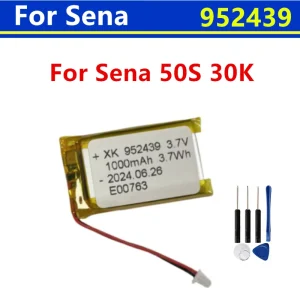 Nuova batteria 952439 di alta qualità Batteria da 1000 mAh adatta per batteria per cuffie casco Bluetooth Sena 50s 30k + strumenti gratuiti 1