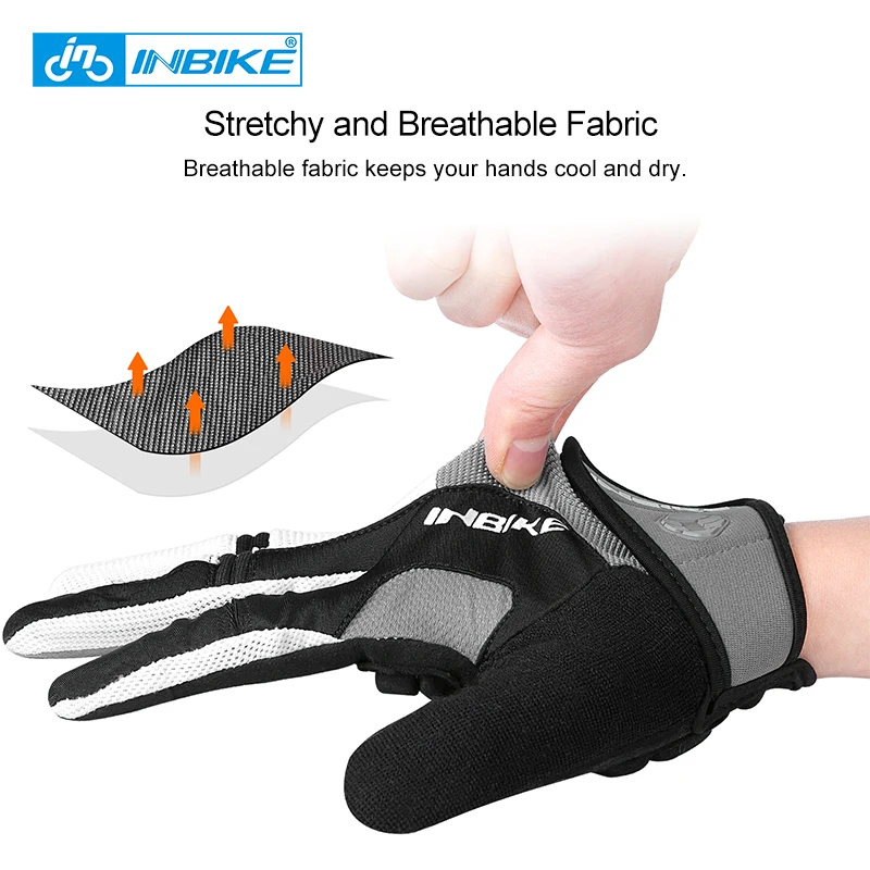 INBIKE Guanti da ciclismo da ciclismo Dito intero con guanti da bici da strada imbottiti in gel per uomo Donna Guanti da bicicletta MTB Accessori per bici da uomo 2