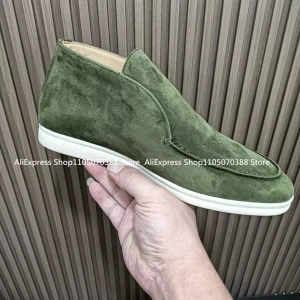 verde militare unisex tutte in vera pelle scarpe casual da uomo con fondo piatto da passeggio mocassini in pelle di pecora scamosciata scarpe da donna stivali 1