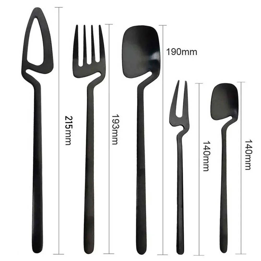 20/30/40 pezzi set di posate nero opaco coltello in acciaio inossidabile forchetta cucchiaio cena set di stoviglie stoviglie da cucina posate argenteria 4