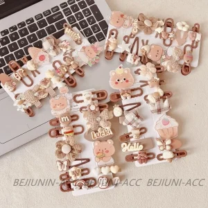 Fermagli per capelli con fiori di cartone animato per ragazze Nuove mollette beige latte Set Forcine per bambini Impugnatura antiscivolo Accessori per lo styling dei capelli carini 1