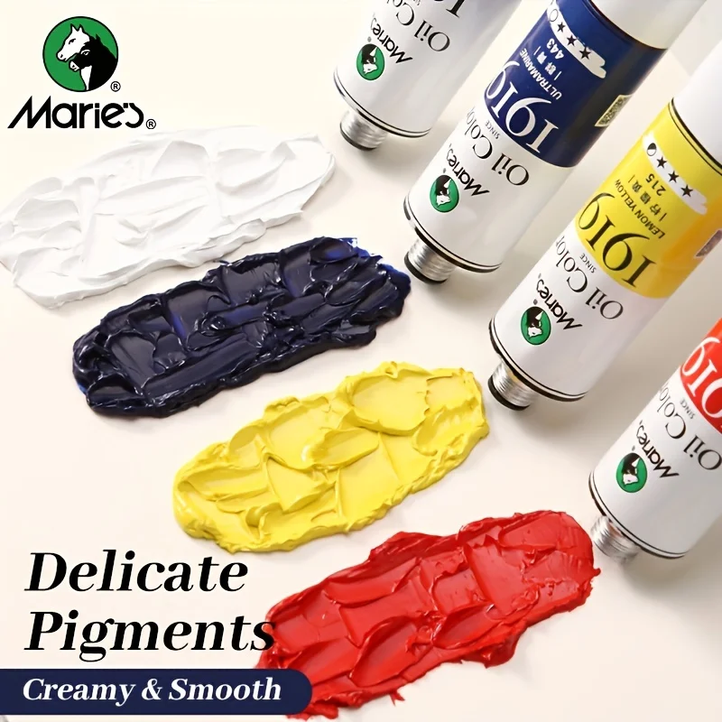 Set di 5 colori ad olio di Marie, 50 ml/1,7 fl. oz x 5 tubi, kit professionale di pigmenti ricchi, varietà vibrante di colori lisci per artisti 2