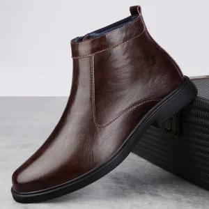 Stivaletti Chelsea da uomo in vera pelle Nuovi stivali da neve in peluche invernale da uomo Stivaletti morbidi Scarpe alte da lavoro formali Uomo Botas calde 1