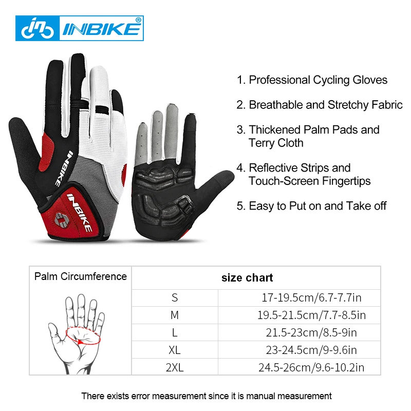 Guanti da ciclismo INBIKE Full Finger guanti da bicicletta MTB durevoli per l'equitazione accessori per moto all'aperto Touch Screen imbottiti IF239 6