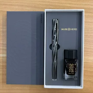 Penna stilografica HERO stile vintage E505A, pennino in iridio in acciaio inossidabile da 0,5 mm per una scrittura fluida, confezione regalo di lusso con inchiostro, business 1