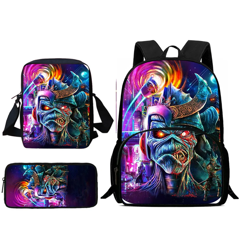 Zaini per bambini Borsa a tracolla in metallo M-maidens Band I-irons Astuccio per matite Borse da scuola di grande capacità per ragazzi e ragazze Miglior regalo 2