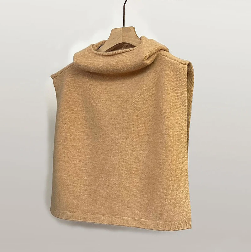 Sciarpa scaldacollo con cappuccio in lana marina Scialle con cappuccio a collo alto con snood lavorato a maglia da donna 1