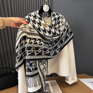 Inverno Caldo Poncho Cashmere Inverno Sciarpe Delle Donne Plaid Stampa Scialle Avvolge Femminile di Spessore Coperta di Pashmina Bufanda Viaggio Echarpe 1
