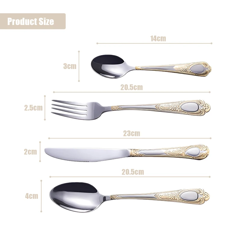 1/4/6 set Set di stoviglie Set di posate dorate con coltello forchetta da pranzo placcato oro occidentale vintage Stoviglie per incisione in acciaio inossidabile 4