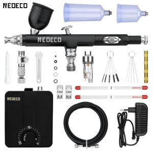 Kit aerografo Neoeco 30PSI, set aerografo portatile multifunzione a doppia azione, compressore che riduce il rumore per dipingere modello di torta 1