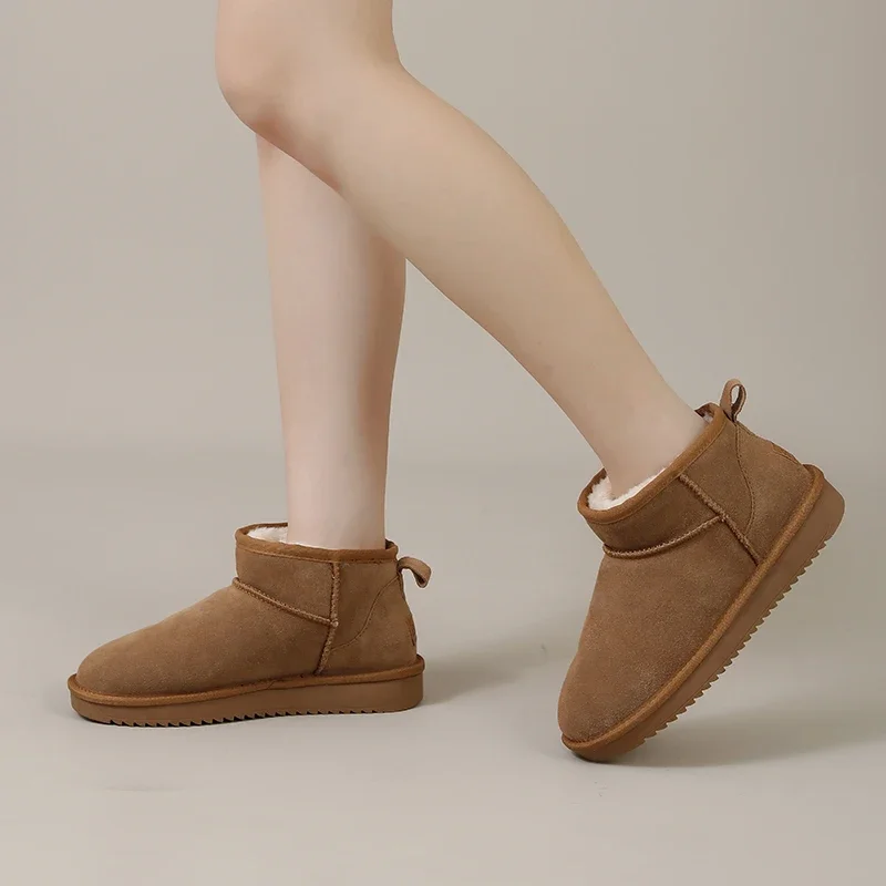 Stivali da neve di nuova moda Stivaletti in vera pelle di mucca Scarpe da donna invernali calde Suole antiscivolo Stivali da donna Senza logo 3