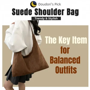 Borsa a tracolla in finta pelle scamosciata di grande capacità casual di fascia alta marrone autunno e inverno stile retrò 1