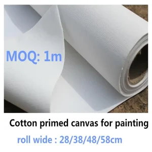 Rotolo di tela vuota in cotone 100% bianco preparato da 280 g per la pratica della pittura a mano, larghezza 28/38/48/58 cm 1