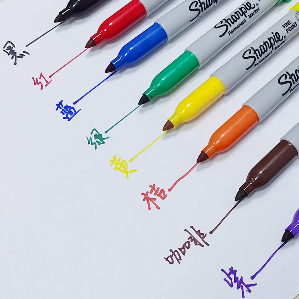 Pennarello permanente Sharpie a 8 colori Pennarello industriale senza polvere 1.0mm Penna per tatuaggio da laboratorio Forniture di cancelleria per arte 5