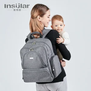 Borsa per pannolini per bambini Insular zaino per passeggino multifunzionale borsa per mummia di maternità borsa per fasciatoio per pannolini impermeabile per bambini zaini 1