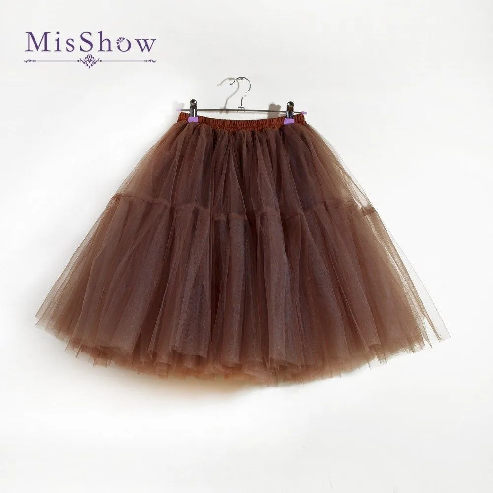 MisShow Donna Tutu Gonna corta a vita alta Maglia morbida gonna in tulle Puffy Pettiskirt Prom Ball Gown Party Dance Tutu Dress 3