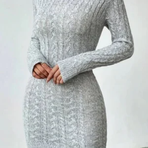 Spice Girl temperamento di nicchia abito girocollo in maglia sottile Nuova base slim autunnale e invernale da donna con gonna corta 1