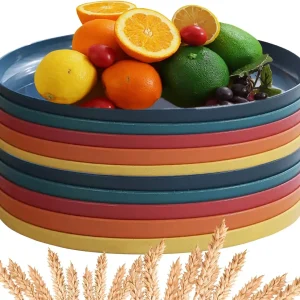1/4/6PCS Nordic Piatto di Paglia di Grano Regalo Di Natale Piatto di Frutta Verdura Piatto di Plastica Piatto di Frutta Secca Stoviglie Piatto Grande Verde 1