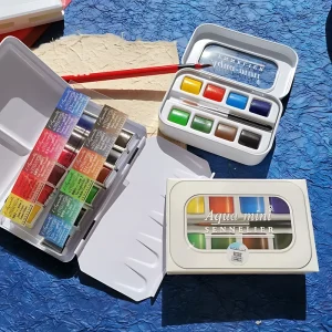 Sennelier Aqua artista francese vernice ad acquerello a 8 colori pittura portatile da viaggio Mini scatola di metallo con forniture artistiche a pennello 1