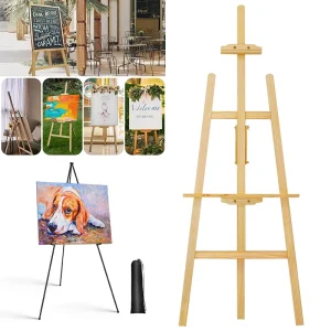 Cavalletto per artista con struttura ad A in legno, cavalletto da studio regolabile, supporto in tela portatile per pittura, matrimonio, esposizione e aula 1