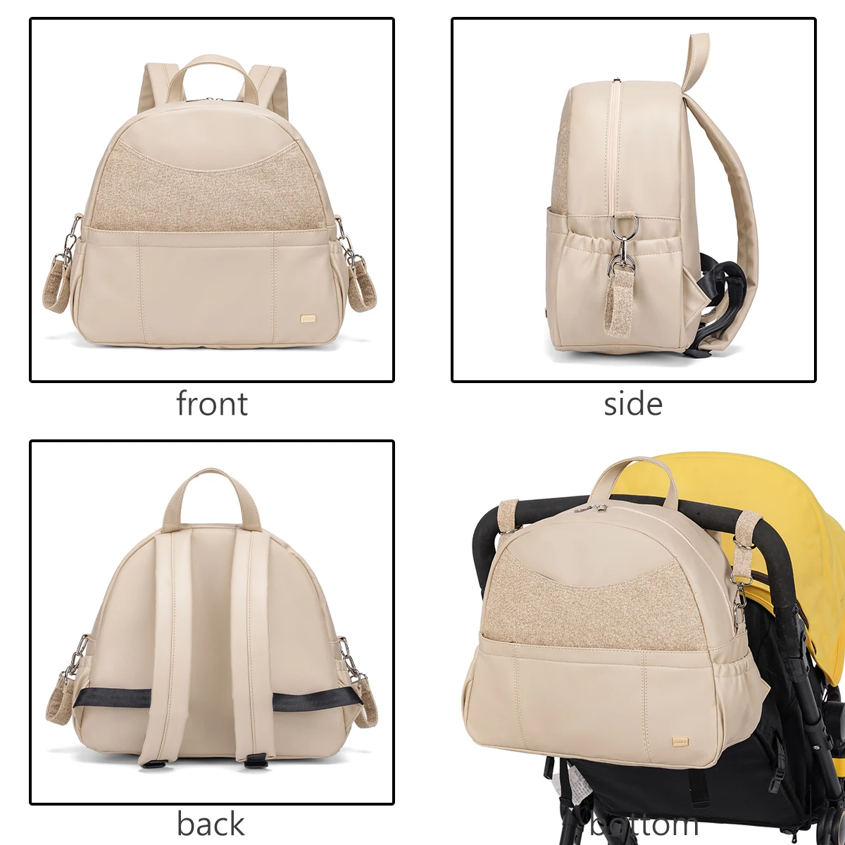 Soboba Zaino per pannolini da donna Borsa per fasciatoio multifunzionale di grande capacità con 2 cinghie può appendere al passeggino 2