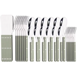 6/30 pz verde argento manico acrilico posate coltello forchetta cucchiaio Set di stoviglie acciaio inossidabile Set di posate cucina domestica occidentale 1