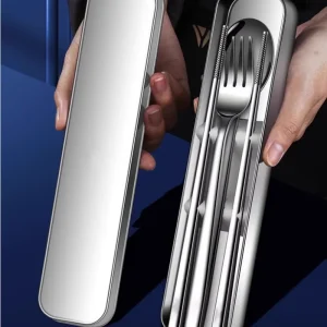 Set di cucchiai per bacchette portatili in acciaio inossidabile 316L, scatola per posate per persona singola, scatola per studenti 1