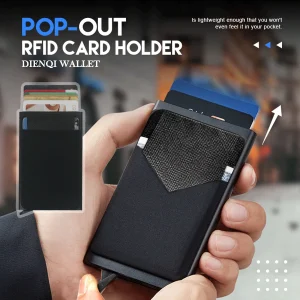 Rfid Smart porta carte di credito portafogli in metallo Slim Pop-Up minimalista portafogli da uomo nero borsa da uomo borse per soldi Carteira Masculina 1