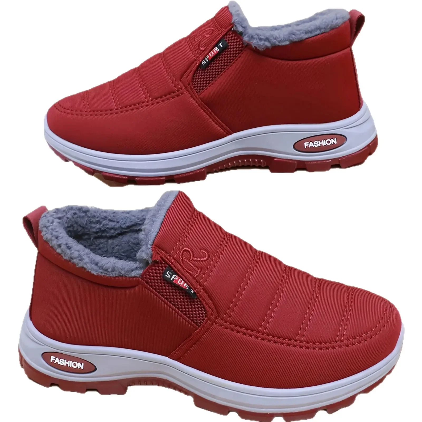 Stivali da neve foderati in pile caldo Scarpe casual in cotone da donna da uomo Scarpe di stoffa vecchie di Pechino Stivaletti corti Materiale PVC 5
