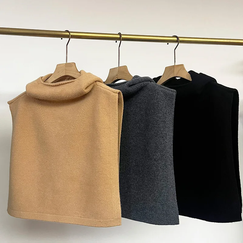 Sciarpa scaldacollo con cappuccio in lana marina Scialle con cappuccio a collo alto con snood lavorato a maglia da donna 4