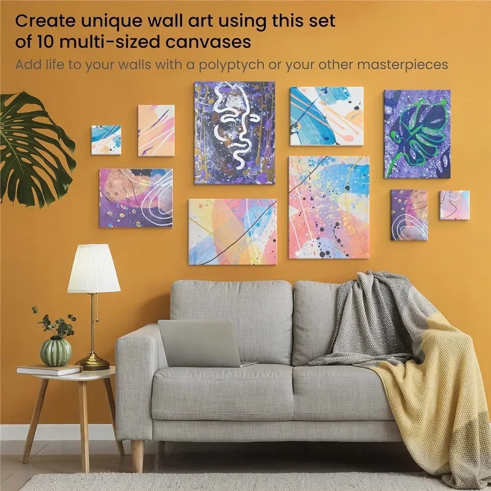 Tela bianca bianca tripla primer in puro cotone al 100%, adatta per acquerello, acquerello, artigianato e casting art 4 pezzi 5