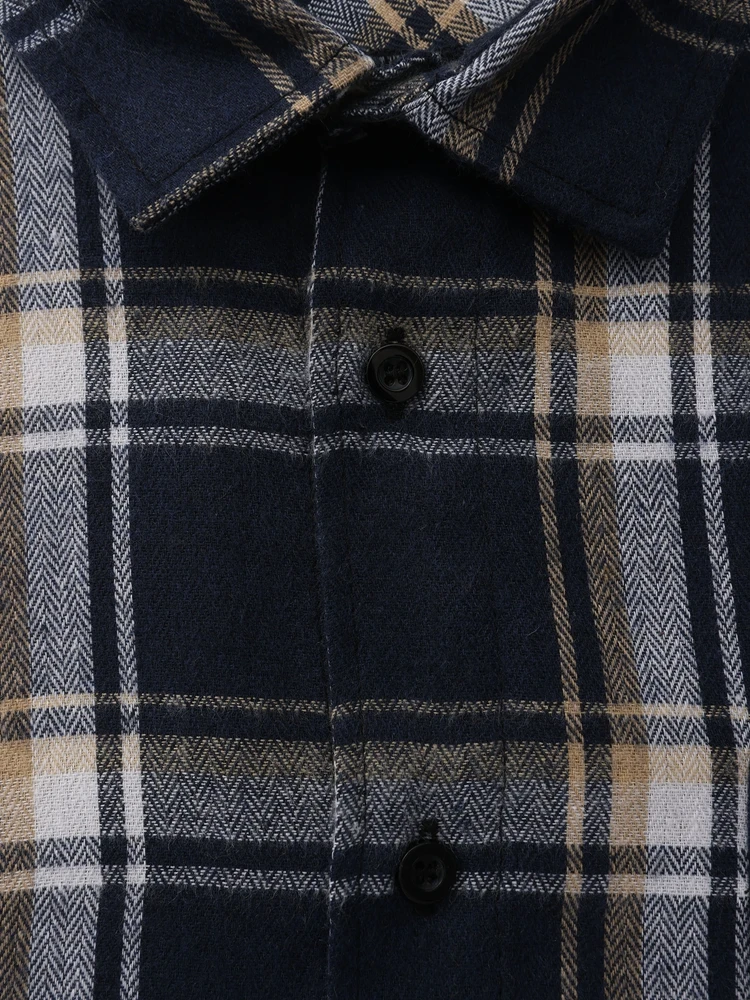 M-3XL Camicie da uomo in flanella di puro cotone Manica lunga Tasca singola Plaid casual Spessore morbido e accogliente Camicie spazzolate Camicetta Abbigliamento uomo 5