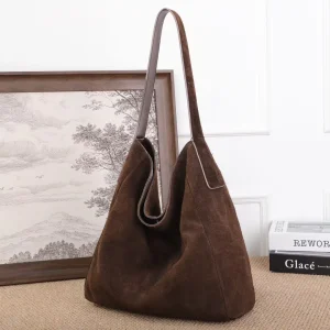Borse a tracolla a spalla da donna in morbida pelle scamosciata di mucca Borsa tote grande da donna di marca di design di lusso di alta qualità Autunno Inverno 1