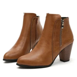 2024 nuovo autunno stivale da donna Scarpa antiscivolo da esterno con tacco grosso Stivali moda con cerniera retrò Comfort scarpe casual da donna Botas 1