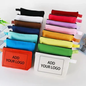 20/30/50/100 borse/lotto Borsa per trucco in tela colorata con logo personalizzato, borsa da donna, astuccio per studenti 25x13x4.5 cm 1