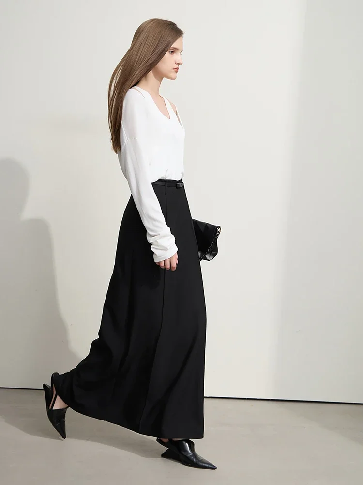Amii Minimalista Solido Pendolari Versatile Elegante Micro Elastico Gonna Lunga 2025 Autunno delle Donne Nuova Gonna di Cotone Tessuto 12551004 5