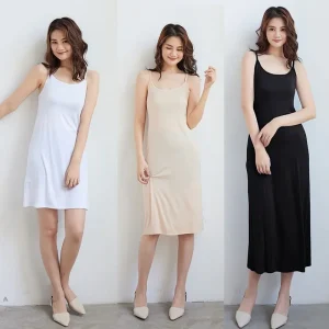 Abito a canotta modale taglie forti Gilet da donna Estate Sottile anti-luce Abbigliamento interno Lunghezza midi Abito monopezzo Gonna a strati di base 1