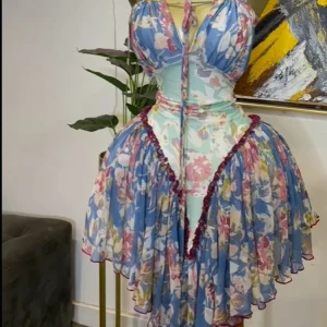 GLCMYAYA Donna Patchwork Cinghia con Sciarpa A-line Maxi Abito Lungo 2025 Vacanza Femminile Festa di Compleanno Abiti Abiti 1