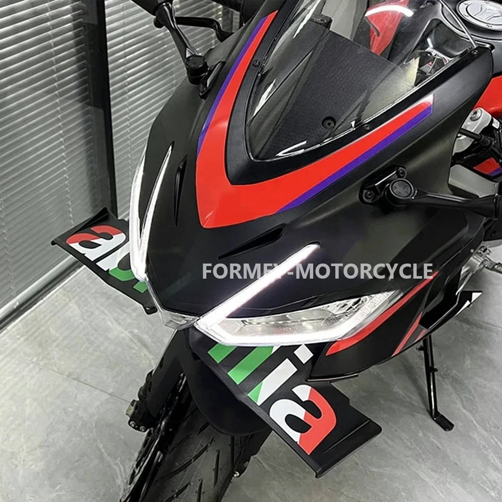 Accessori moto Parti Logo ABS Carenatura anteriore Winglets Protezione aerodinamica Spoiler Kit per Aprilia RS 457 RS457 rs457 2024 4
