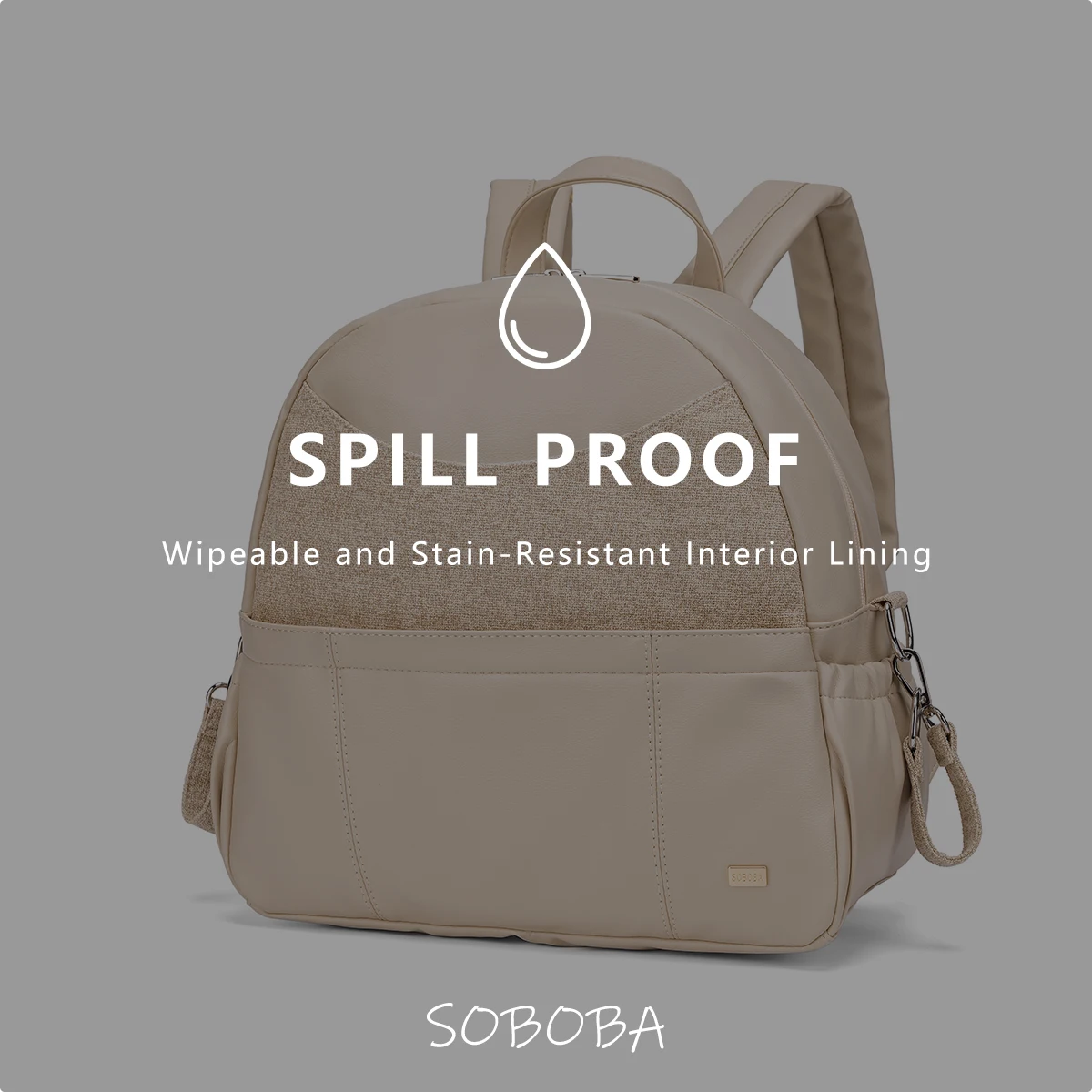 Soboba Zaino per pannolini da donna Borsa per fasciatoio multifunzionale di grande capacità con 2 cinghie può appendere al passeggino 6