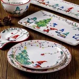 Squisito piatto in ceramica decorazione natalizia piatto da pranzo sano sottosmalto colore piatto da insalata accessori per la tavola da cucina 1