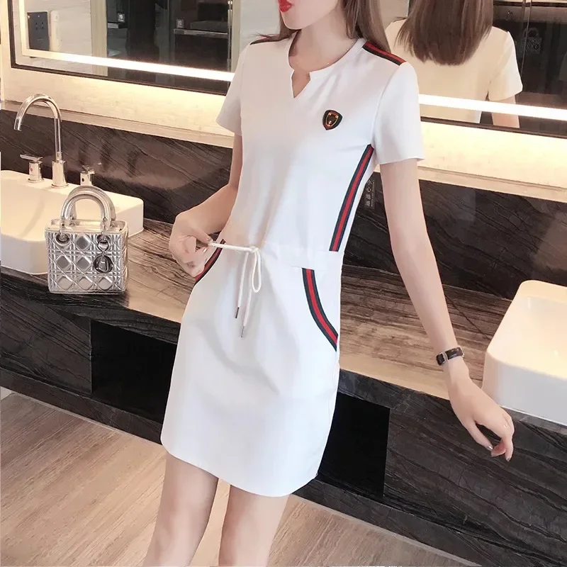 Plus Size Summer New Women's Dress Sporty Casual Belly Covering for Plump Sister Age Reduction Slimming Chinese Brand 5