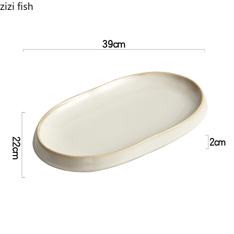 Creative Oval Solid Color Cutlery Ceramic Sushi Steak Plates Simple Home Kitchen Dinner Plates Serving Dishes Snack Dessert Tray 5